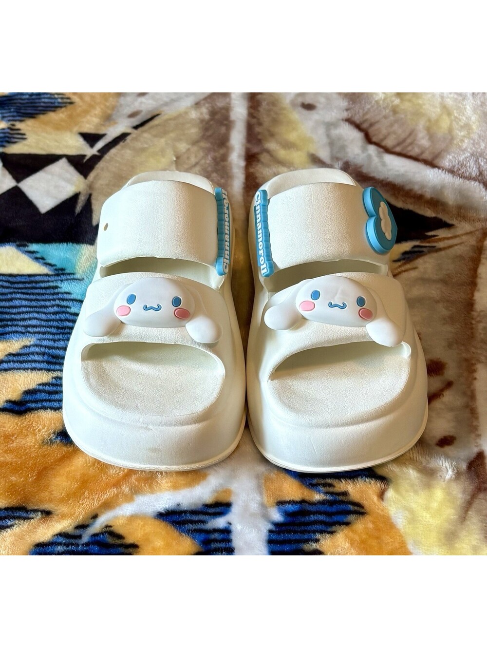 Sanrio Cinnamoroll White Two-Strap Platform Slides Sandals Kawaii